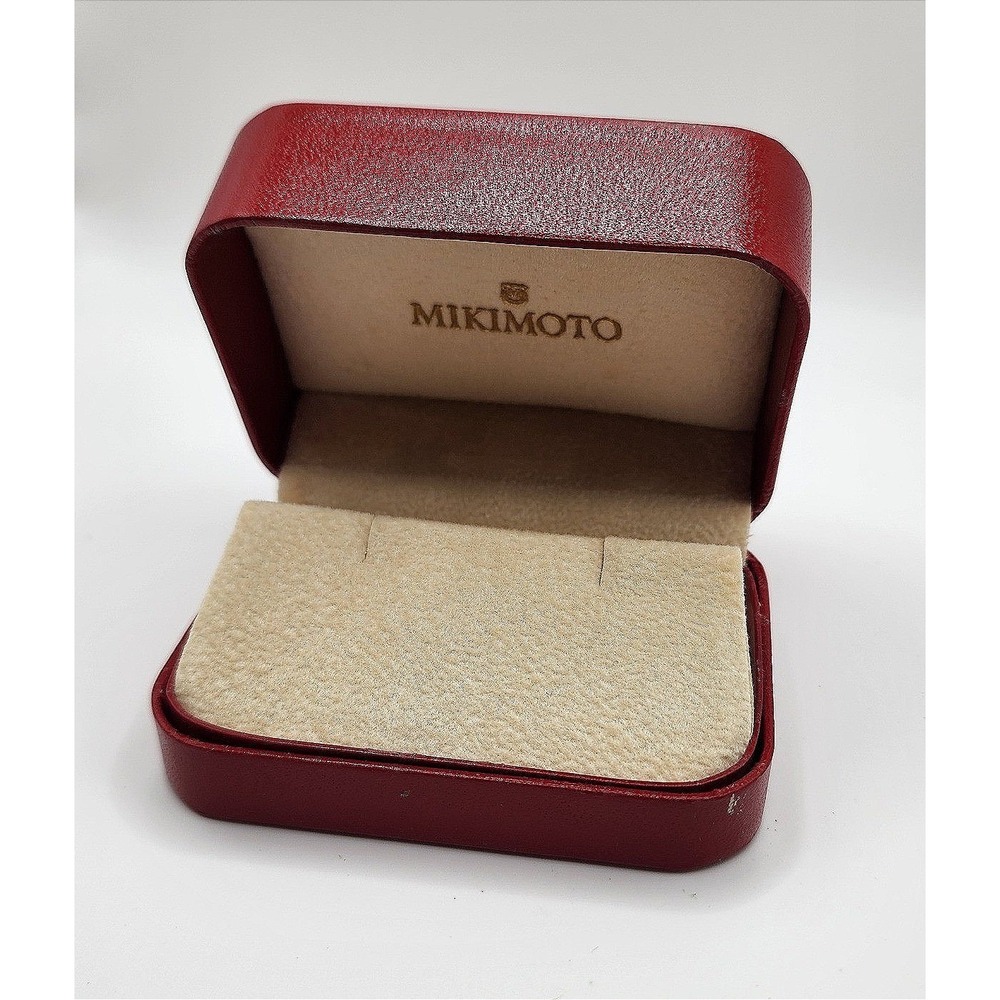 Vintage Mikimoto Jewelry Presentation Box EMPTY Red Faux Leather Earrings/Neck